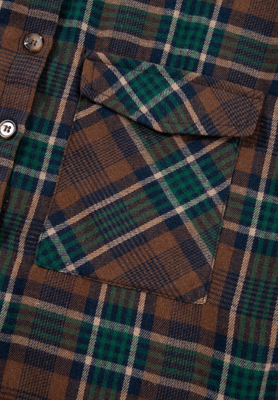 Plaid Collared Neck Button Up Jacket - S. M. & Co.