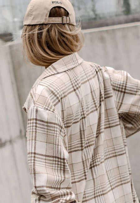 Plaid Removable Hood Button Up Shacket - S. M. & Co.