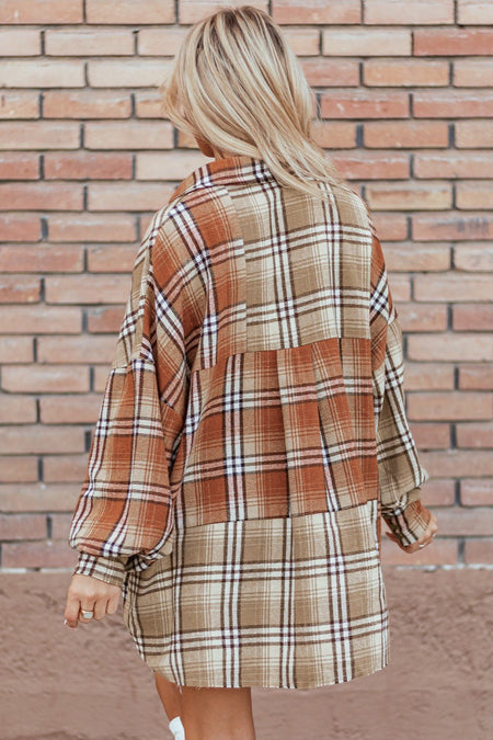 Plaid Snap Down Dropped Shoulder Shacket - S. M. & Co.