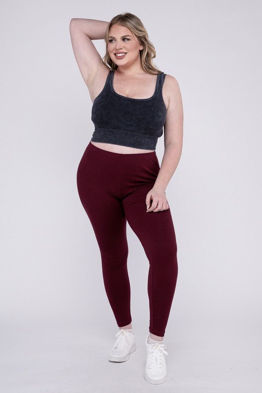 Plus Premium Cotton Full Length Leggings - S. M. & Co.