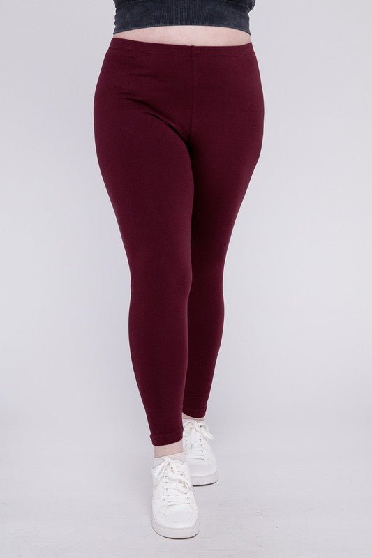 Plus Premium Cotton Full Length Leggings - S. M. & Co.