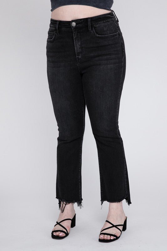 Plus Size High Rise Crop Flare Jeans - S. M. & Co.