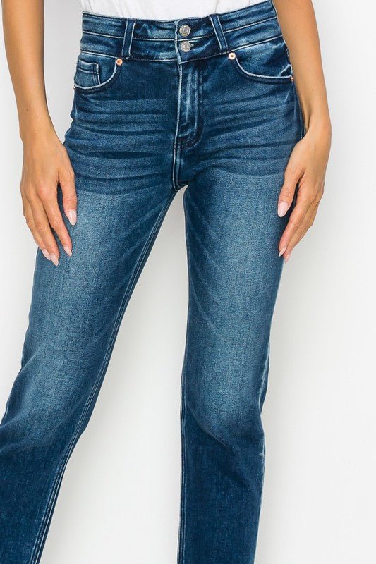 PLUS SIZE - HIGH RISE DOUBLE WAIST BAND JEANS - S. M. & Co.