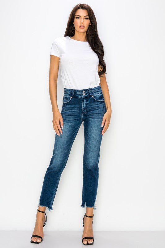 PLUS SIZE - HIGH RISE DOUBLE WAIST BAND JEANS - S. M. & Co.