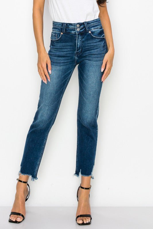 PLUS SIZE - HIGH RISE DOUBLE WAIST BAND JEANS - S. M. & Co.