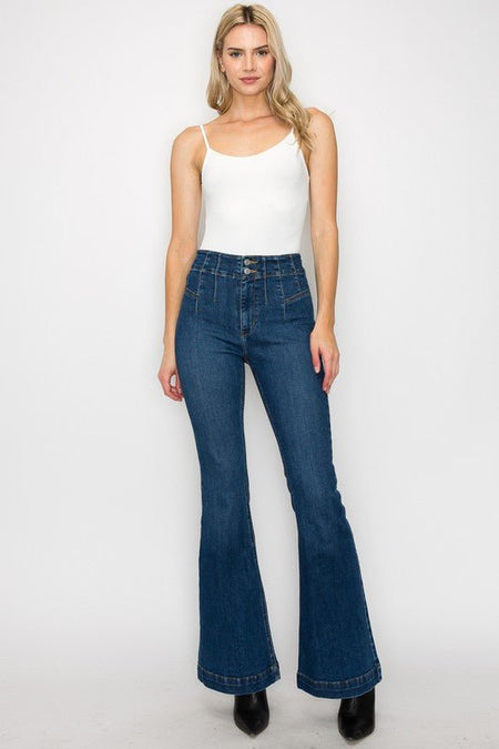 PLUS SIZE - HIGH RISE MODERN FLARE JEANS - S. M. & Co.