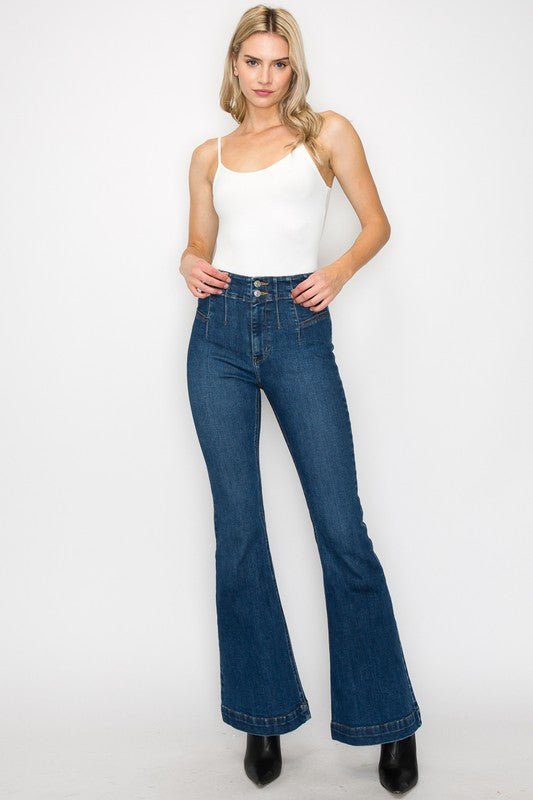 PLUS SIZE - HIGH RISE MODERN FLARE JEANS - S. M. & Co.