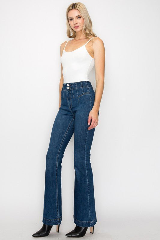 PLUS SIZE - HIGH RISE MODERN FLARE JEANS - S. M. & Co.