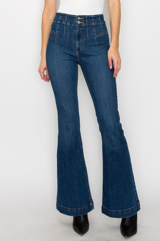 PLUS SIZE - HIGH RISE MODERN FLARE JEANS - S. M. & Co.