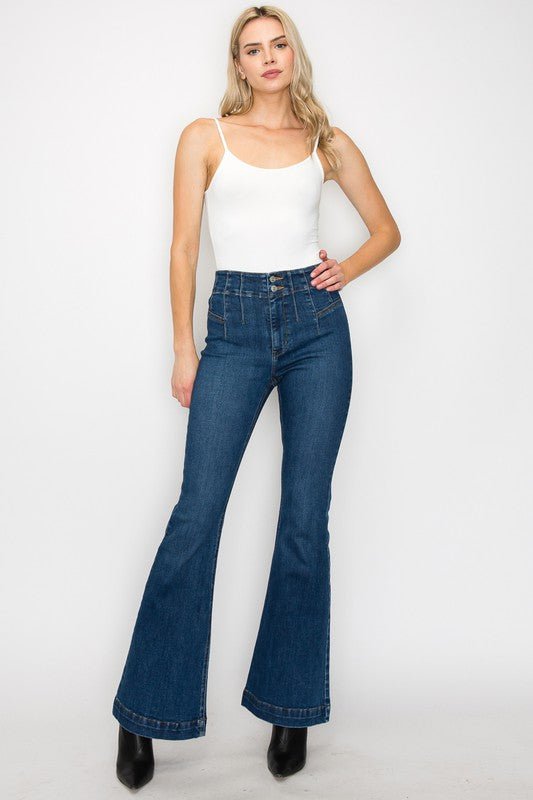 PLUS SIZE - HIGH RISE MODERN FLARE JEANS - S. M. & Co.