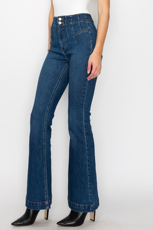 PLUS SIZE - HIGH RISE MODERN FLARE JEANS - S. M. & Co.