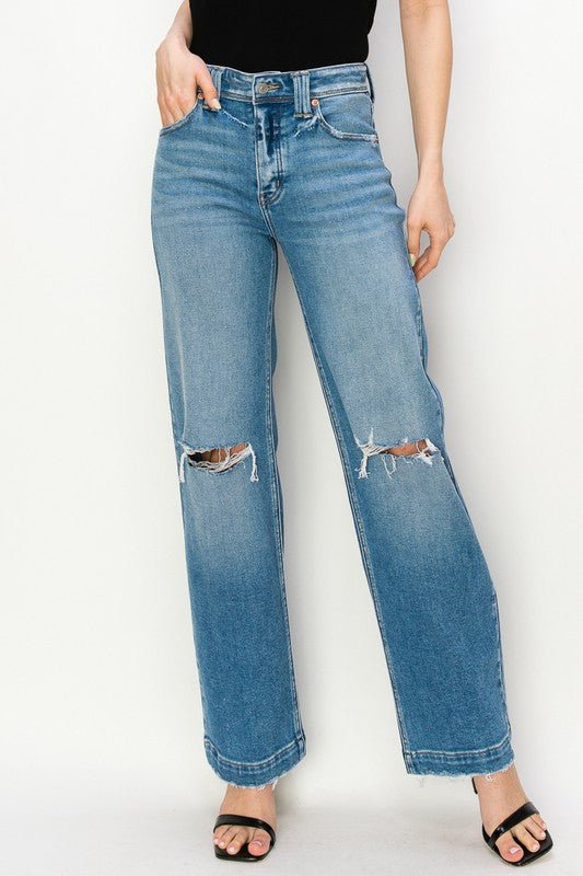 PLUS SIZE - HIGH RISE STRAIGHT LEG JEANS - S. M. & Co.