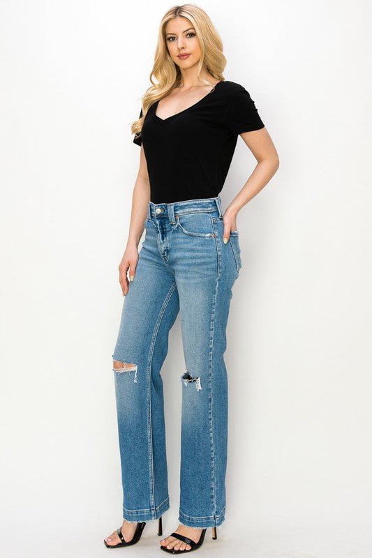 PLUS SIZE - HIGH RISE STRAIGHT LEG JEANS - S. M. & Co.