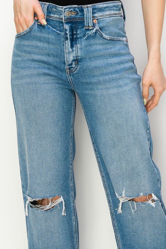 PLUS SIZE - HIGH RISE STRAIGHT LEG JEANS - S. M. & Co.