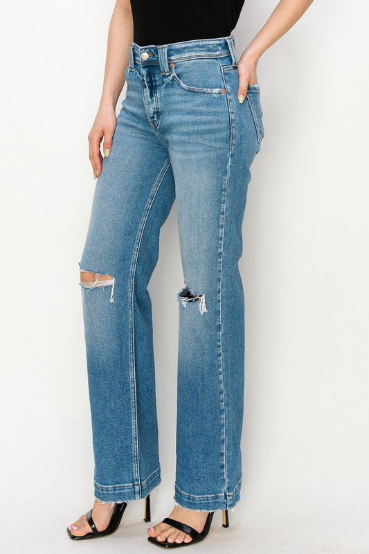 PLUS SIZE - HIGH RISE STRAIGHT LEG JEANS - S. M. & Co.