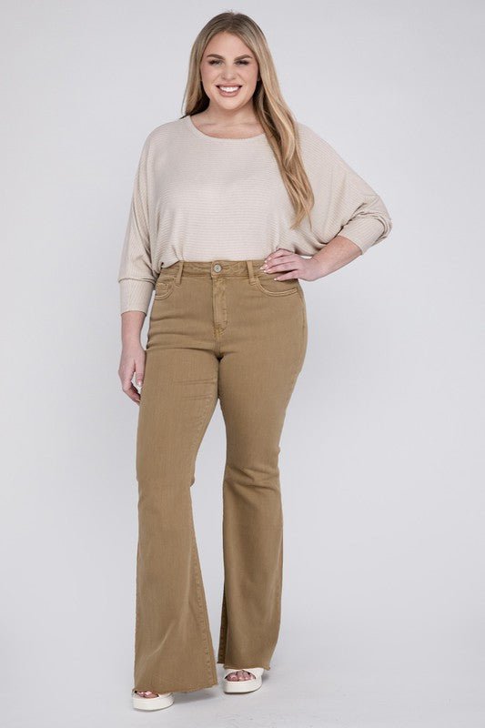 Plus Size High Rise Super Flare Jeans - S. M. & Co.