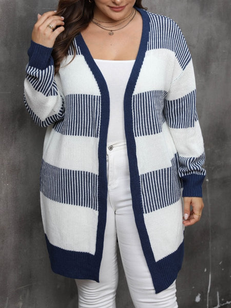 Plus Size Open Front Long Sleeve Cardigan - S. M. & Co.