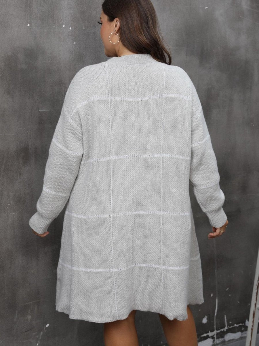 Plus Size Round Neck Long Sleeve Sweater Dress - S. M. & Co.