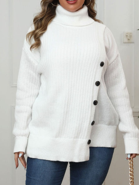 Plus Size Turtleneck Long Sleeve Sweater - S. M. & Co.