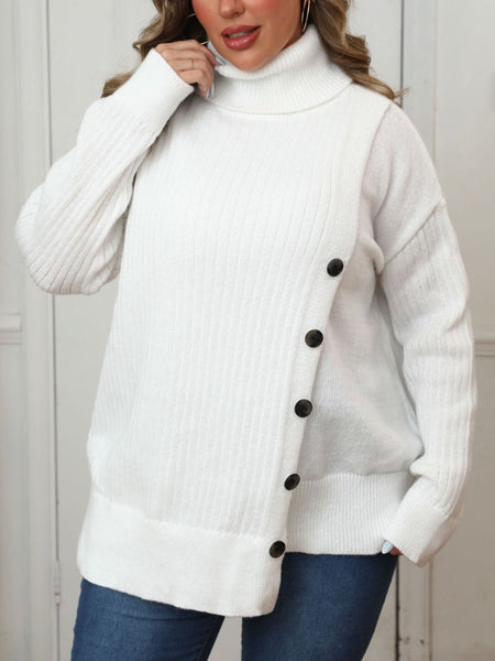 Plus Size Turtleneck Long Sleeve Sweater - S. M. & Co.