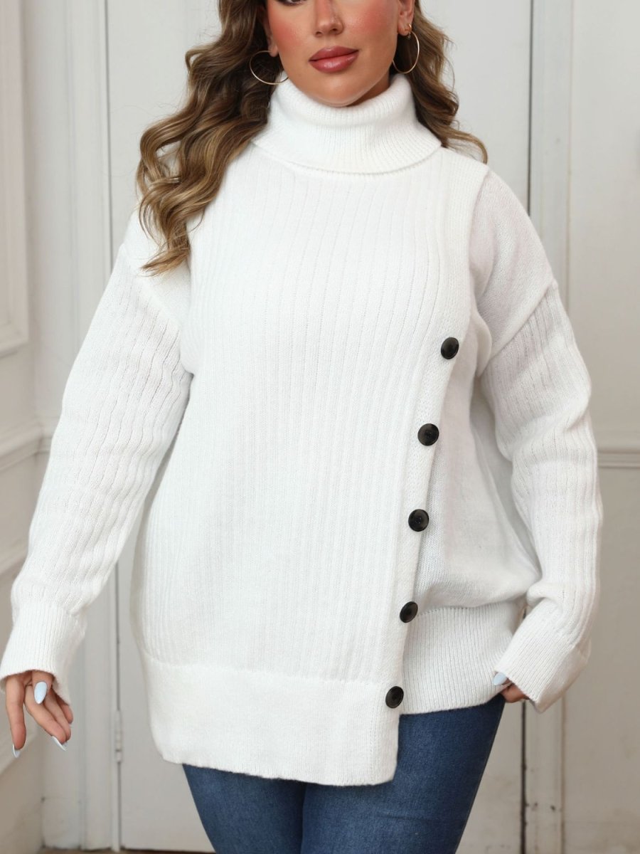 Plus Size Turtleneck Long Sleeve Sweater - S. M. & Co.