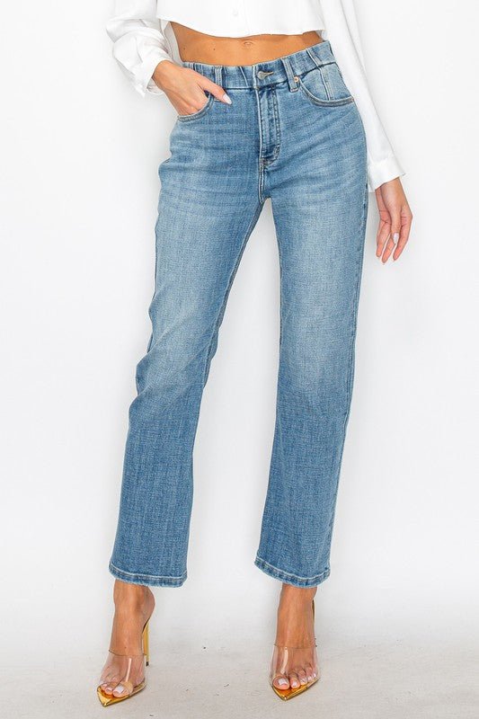 PLUS - TUMMY CONTROL HIGH RISE STRAIGHT JEANS - S. M. & Co.