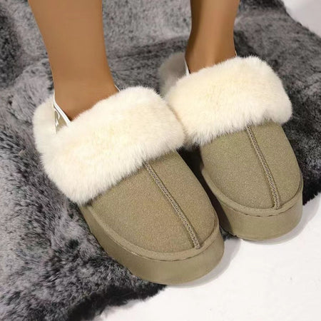 Plush Platform Slippers with Letter Strap - S. M. & Co.