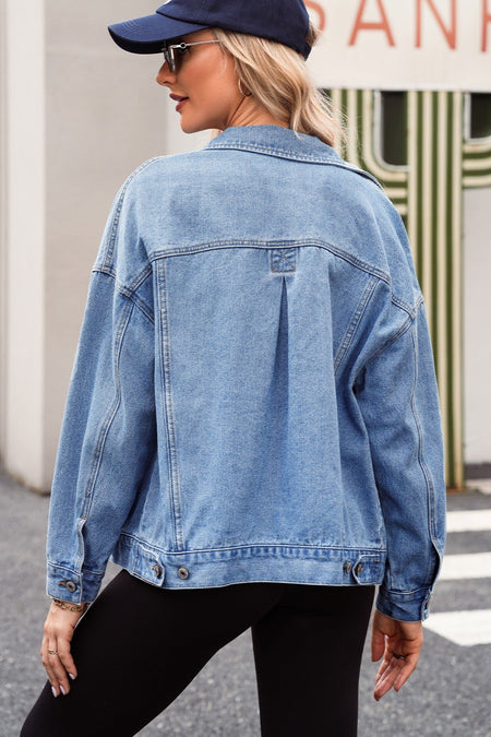 Pocketed Button Up Denim Jacket - S. M. & Co.