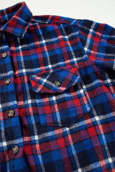 Pocketed Plaid Collared Neck Long Sleeve Shacket - S. M. & Co.