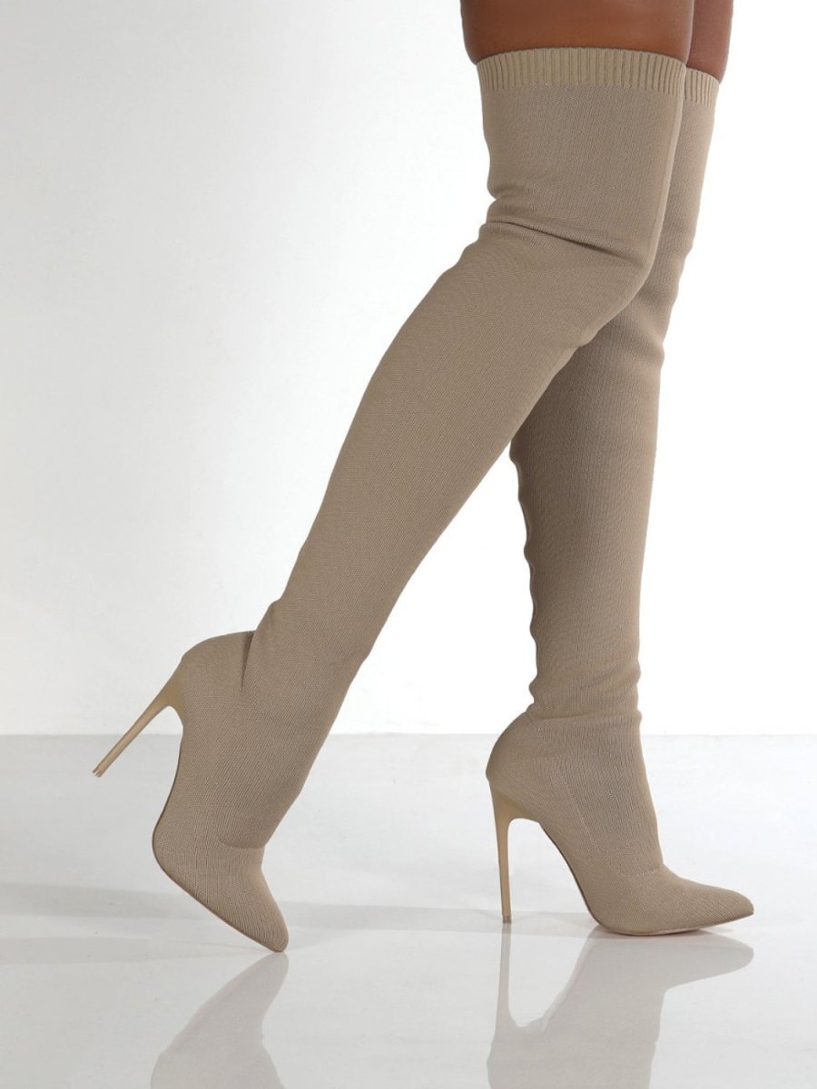 Point Toe Over Knee Stiletto Boots - S. M. & Co.