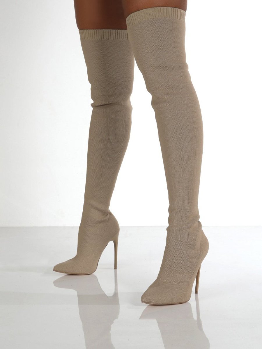 Point Toe Over Knee Stiletto Boots - S. M. & Co.