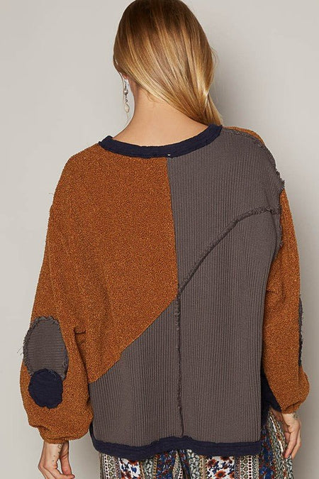 POL Color Block Half Zip Dropped Shoulder Sweatshirt - S. M. & Co.