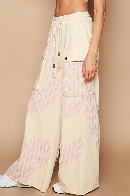 POL Crochet Contrast Drawstring Wide Leg Pants - S. M. & Co.