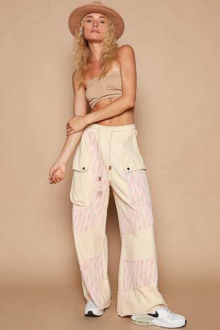 POL Crochet Contrast Drawstring Wide Leg Pants - S. M. & Co.