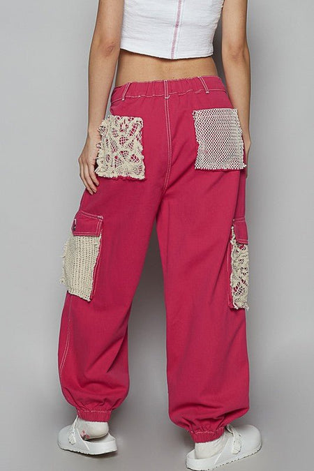 POL Crochet Overlay Pockets Drawstring Pants - S. M. & Co.