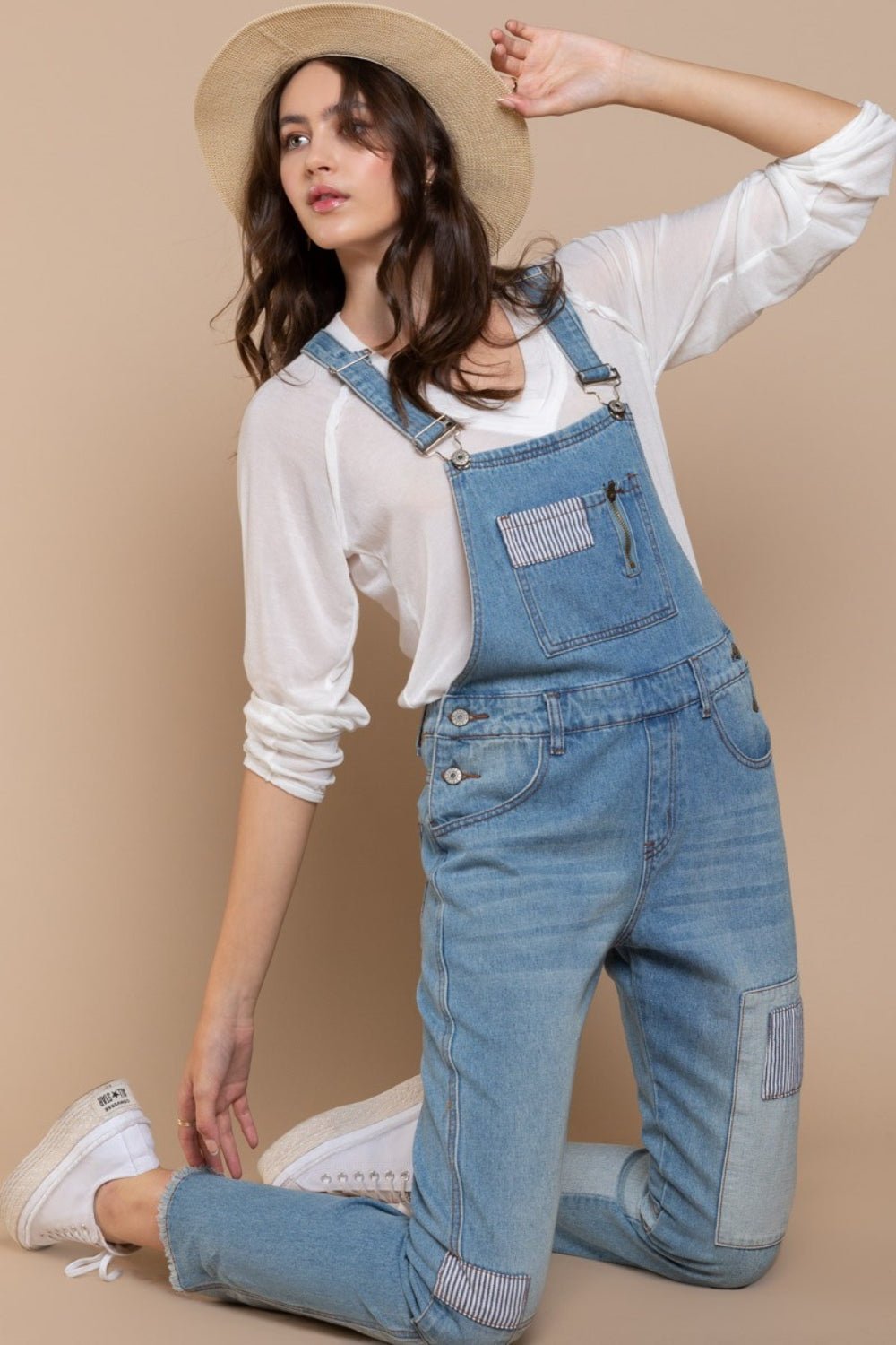 POL Front Chest Zipper Slim Leg Denim Overalls - AnAs Market