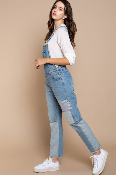 POL Front Chest Zipper Slim Leg Denim Overalls - AnAs Market