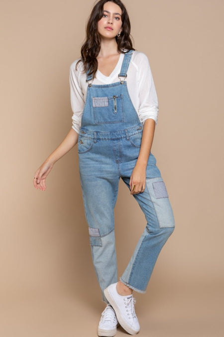 POL Front Chest Zipper Slim Leg Denim Overalls - AnAs Market