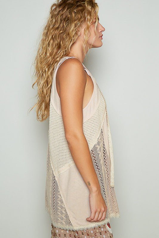 POL Lace Up Crochet Lace Tank - S. M. & Co.