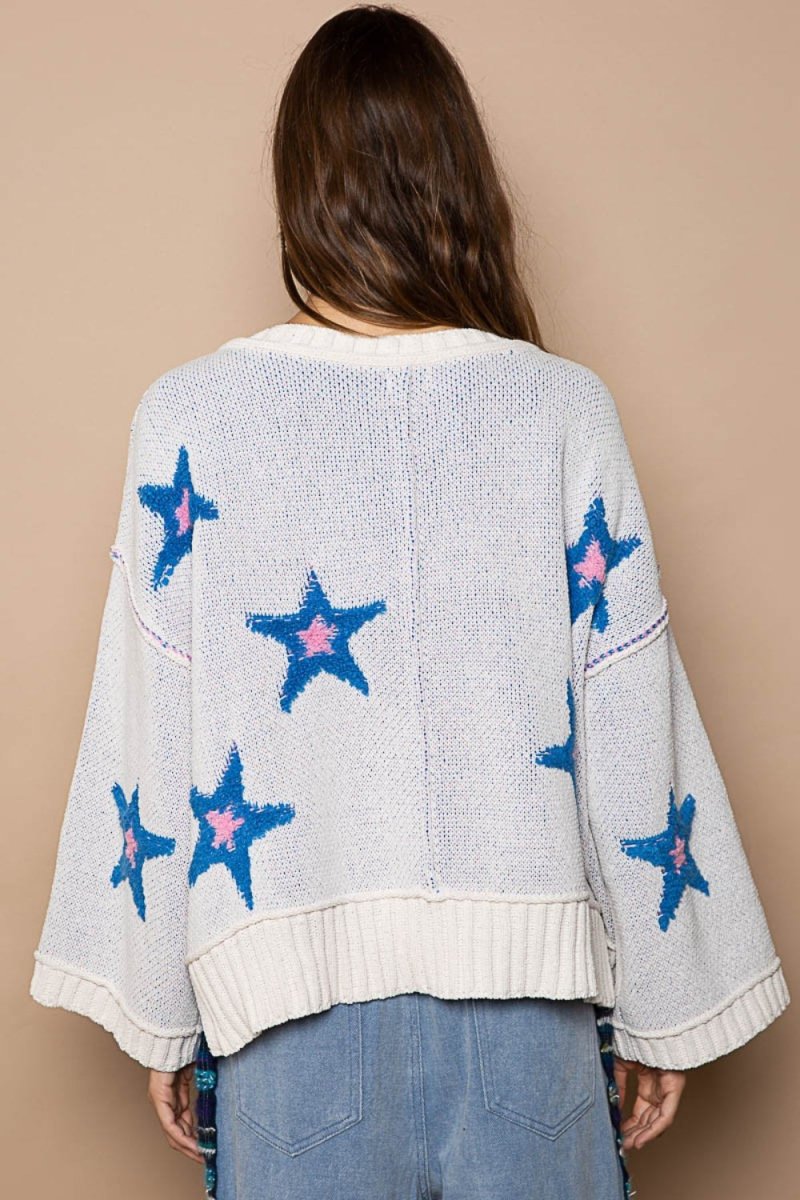 POL Long Sleeve Star Patch Sweater - S. M. & Co.