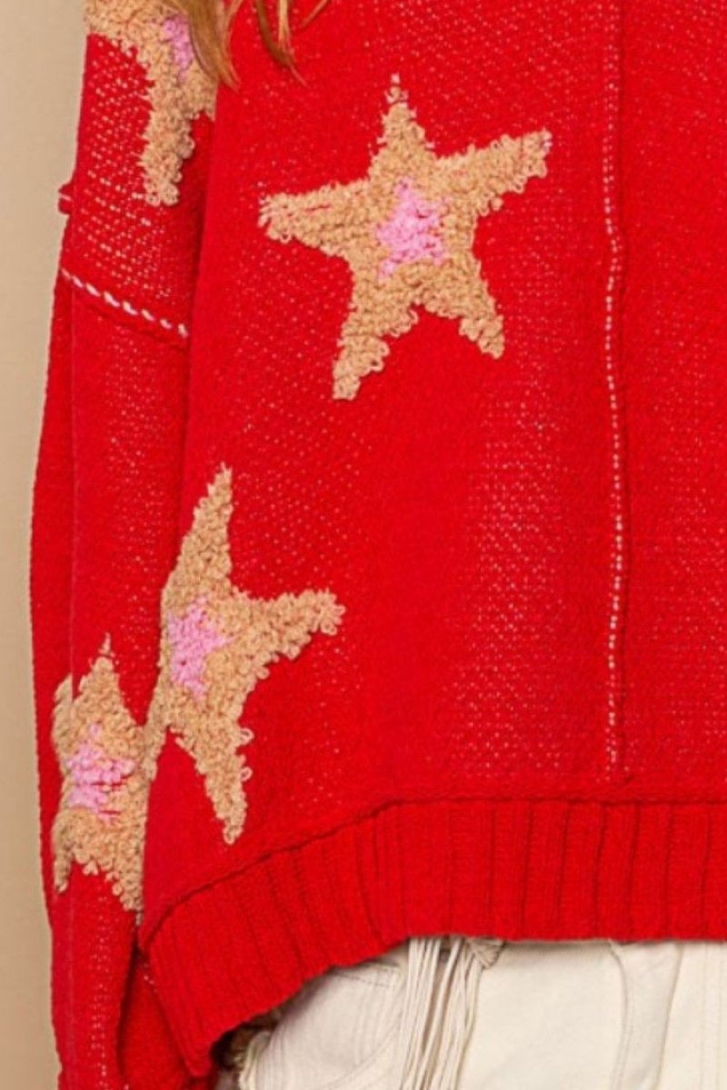 POL Long Sleeve Star Patch Sweater - S. M. & Co.