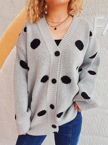 Polka Dot Button Up Cardigan - S. M. & Co.