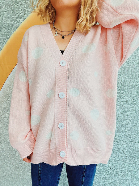 Polka Dot Button Up Cardigan - S. M. & Co.