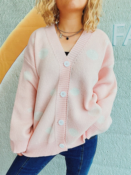 Polka Dot Button Up Cardigan - S. M. & Co.