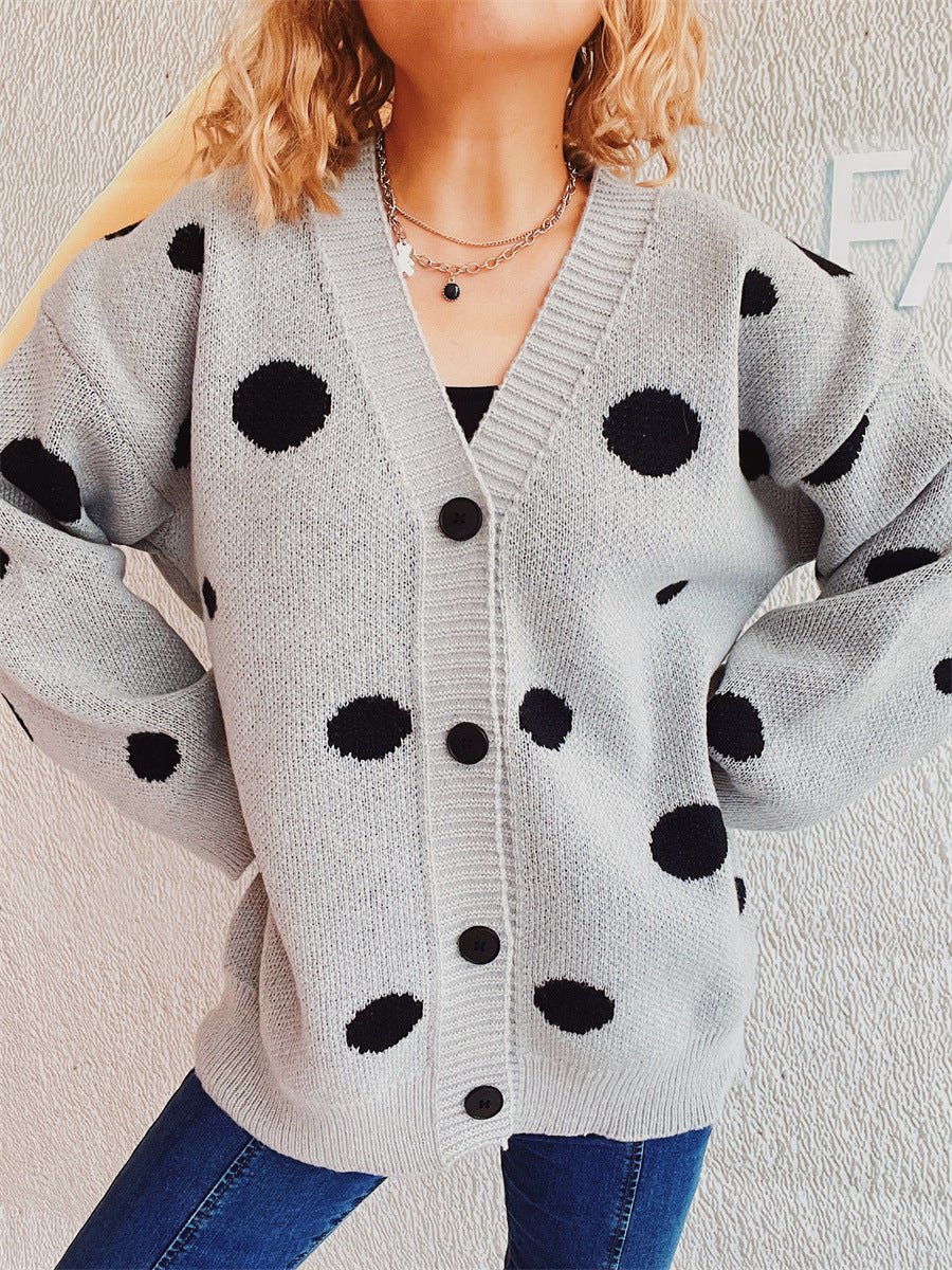 Polka Dot Button Up Cardigan - S. M. & Co.