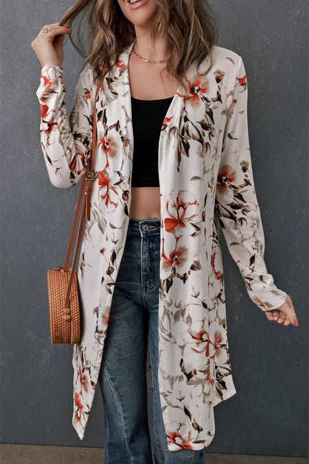 Printed Open Front Longline Cardigan - S. M. & Co.