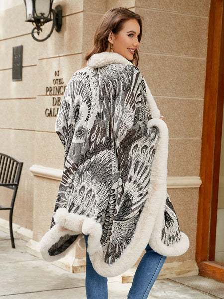 Printed Open Front Poncho - S. M. & Co.