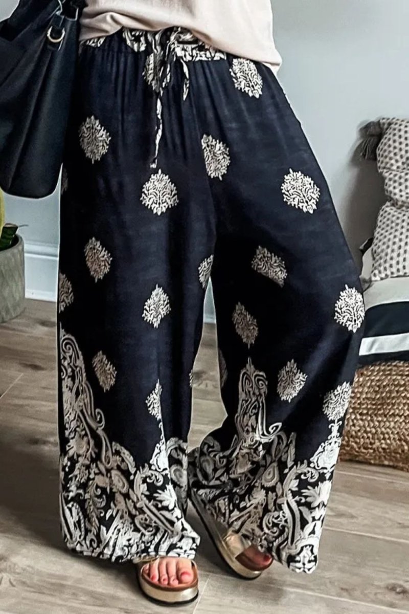 Printed Wide Leg Pants - S. M. & Co.