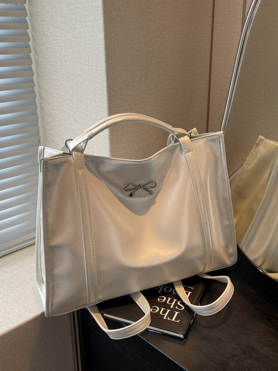 PU Leather Bow Shoulder Bag - S. M. & Co.