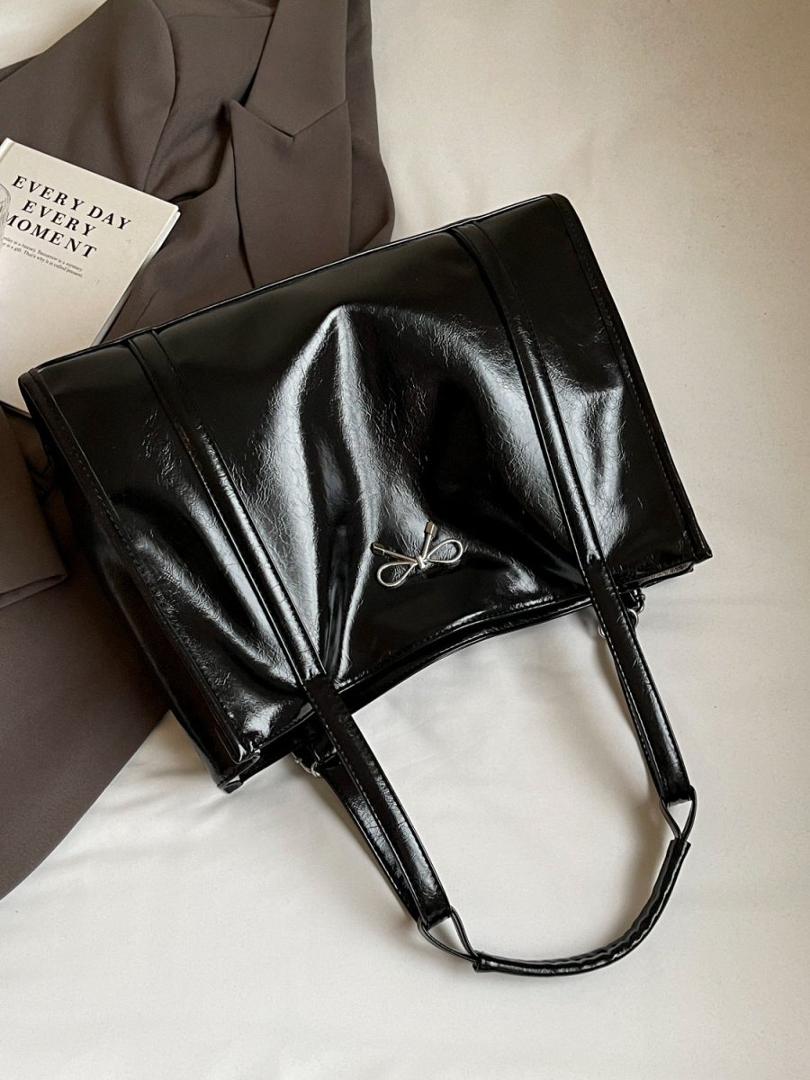 PU Leather Bow Shoulder Bag - S. M. & Co.